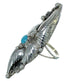 Southwestern Authentic Sterling Silver And Turquoise Scalloped Leaf Ring Size 5-3/4 YX89551